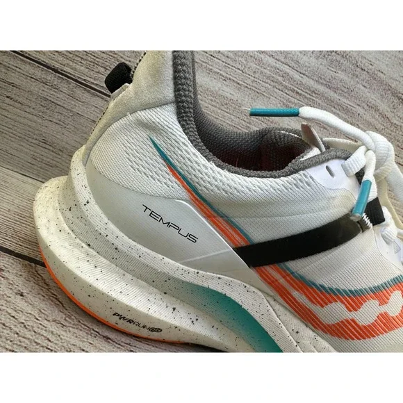 Saucony Tempus Running Shoes Mens Size 7.5 White/ViZiOrange Athletic GREAT SHAPE - Picture 9 of 13